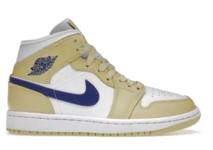 Jordan 1 mid en amarillo limón decolorado y lápiz lazuli